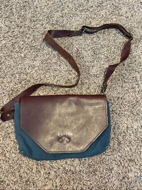 R. Riveter Leather + Canvas Patton Crossbody Brown/Grey